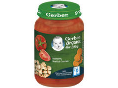 Gerber morcovi, rosii si curcan, 190g, de la 6 luni