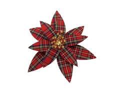 Decoratiune floare rosie cu model cadrilat, 22x22x8.3 cm, Multicolor