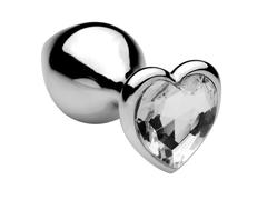 Plug Anal Metal Clear Heart Jewel Medium