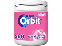 Orbit Bubblemint guma de mestecat fara zahar cu arome de fructe si menta 60 buc 84 g