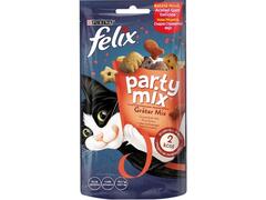 Felix Party Mix Grill cu vita, pui, somon, recompense pentru pisici, 60g