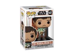 Figurina Funko Pop cu cap oscilant Star Wars The Mandalorian with Grogu 461, Multicolor