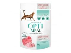 Optimeal Cat Sterilised, Vită&Curcan 85g