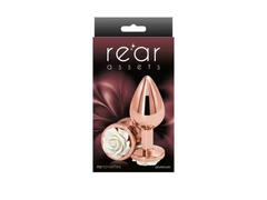 Dildo Anal Metalic Rear Assets Rose Gold White Medium