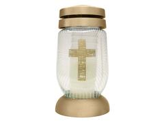 Candela Bolsius din sticla BO-3L-CR, cu model cruce, 3 L, Multicolor