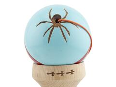 Jucarie de indemanare din lemn, Kendama X, Flippy, Silken, King Size V3, Super Sticky, 18 cm, Albastru