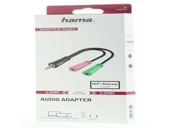 Adaptor Audio Hama, stecher jack 3,5 mm 4 pini - 2 x priza jack 3.5 mm 3 pini