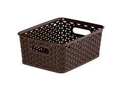 Cutie depozitare, tip rattan, plastic, maro, 8 l, 255 x 196 x 102 mm