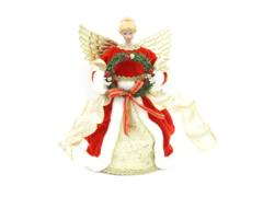 Varf pentru bradul de Craciun, ingeras, plastic, rosu/alb/argintiu, 30 cm