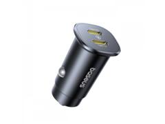 Incarcator Auto Baseus GoTrip, 30W, 3A, 2 x USB-C (Negru)