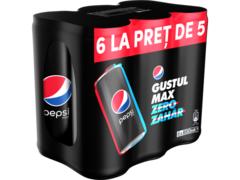 Pepsi Zero Zahar bautura racoritoare carbogazoasa 6x0.33L 5+1