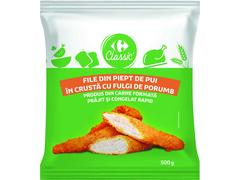 File Din Piept De Pui In Crusta Cu Fulgi De Porumb 500G Carrefour Classic