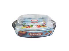 Vas dreptunghiular cu capac din sticla termorezistenta 37x22x14 cm, 6,5 L, Essentials Pyrex