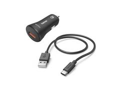 Incarcator auto Hama, USB Type-C, QC 3.0, 3 A, negru