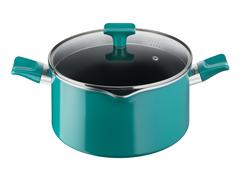 Oala cu capac Tefal ChefClub G8044604, aluminiu/sticla, 24 cm, Verde