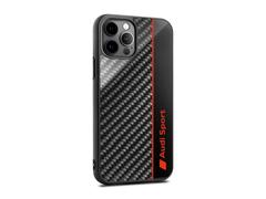 Husa pentru smartphone Audi Sport, fibra de carbon, pentru telefon mobil iPhone12/12Pro, logo gri, 3222100200, AUDI37