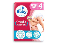 Scutece bebe Carrefour Baby Soft nr 4, 8-15 kg, 22 bucati