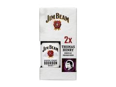 Pachet whisky Jim Beam, 40%, 0.7L + Bautura Carbogazoasa Thomas Henry Ginger Ale, 2 x 0.2L