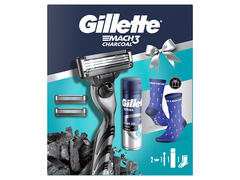Set cadou Gillette Mach3 cu aparat de ras, 2 rezerve si gel de ras 200 ml + sosete