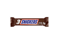 Baton de ciocolata cu lapte, caramel si arahide proaspat prajite Snickers Trio, 112.5 g