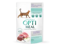 Optimeal Cat Adult HairBall Control, Rață&Ficat 85g