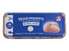 Oua proaspete de la gaini crescute in hale, la sol, marimea L, Produs Montan Carrefour Classic 10buc.