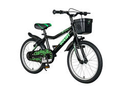 Bicicleta pentru copii Gokidy Versus cu roti ajutatoare, 5-8 ani, 18 inch, negru-verde