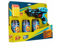 Pistol cu 8 sageti din burete si 3 tinte, Zapp Toys, Albastru