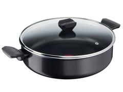 Cratita adanca cu capac sticla Simply Clean Tefal, aluminiu, 28 cm, Negru