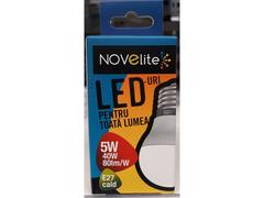 Bec LED sferic 5W E27 3000K Novelite