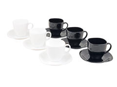 Set pentru ceai/cafea Carine Luminarc, 12 piese, opal, 22 cl, Alb/Negru