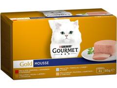 Gourmet Gold Mousse Vita/Curcan/Ficat/Ton Multipack, Hrana Umeda Pentru Pisici, 4X85G
