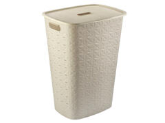 Cos de rufe cu 2 manere si capac Curver Softex, 56 L, 43.5x33.5x60 cm, Crem