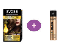 Vopsea De Par Syoss Oleo Intense 4-60 Saten Auriu, 115Ml + Fixativ De Par Syoss Keratin 300ML, al 2 lea la -50%