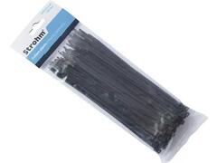 Set 100 coliere plastic Strohm, 200x3.6 mm, Negru