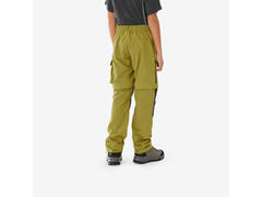 Pantalon Modulabil Drumeție MH500 Kaki-Galben Copii 7-15 ani
