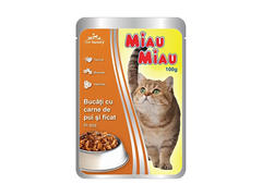 HRANA UMEDA CU PUI PISICI MIAU MIAU 100G