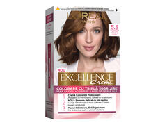 Vopsea de par permanenta L'Oreal Paris Excellence, 5.3 Saten Deschis Auriu, 182 ML