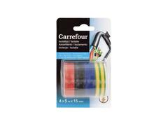 Set 4 benzi izolatoare pentru cabluri electrice Carrefour, 5 m x 15 mm, Multicolor