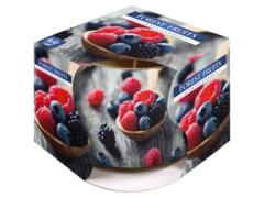 Lumanare parfumata Bispol, pahar imprimat, fructe de padure, 70 x 80 mm