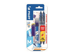 Set Doua Rollere Pilot Frixion Clicker 0.7 Mm Albastru, 3 Rezerve Frixion Albastre Si Radiera Pilot