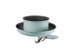 Set De 3 Piese Tefal Ingenio Halo L8029053, Maner Detasabil, Aluminiu, Invelis Antiaderent Titanium, Compatibil Cu Inductia, Verde