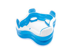 Piscina gonflabila pentru familie Intex, 4 scaune gonflabile, 2 suporturi pahare, 229 x 229 x 66 cm
