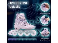 Set de role, Action One Pastel, Marimea S (28-31), cu casca, protectii si geanta transport, roti luminoase, Mov