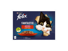 Hrana umeda pentru pisici Purina Felix Fantastic, vita si pui in aspic, 4 x 85 g