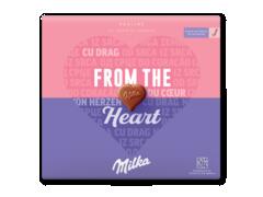 PRALINE CIOCOLATA CU CREMA DE CAPSUNE FROM THE HEART MILKA 110G