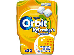 Orbit Refreshers Tropical guma de mestecat fara zahar cu indulcitori si arome de fructe 30 buc 67g