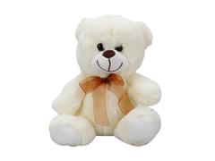 Ursulet de plus cu fundita, Puffy Friends, Alb, 21 cm