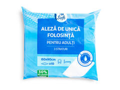 Aleza de unica folosinta pentru adulti Carrefour Soft 3 straturi, 10 bucati