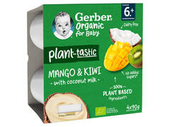 Gerber Bio Mango, Kiwi Si Cocos, Iaurt Vegetal Pentru Bebelusi, De La 6 Luni, 90G (Pachet De 4)